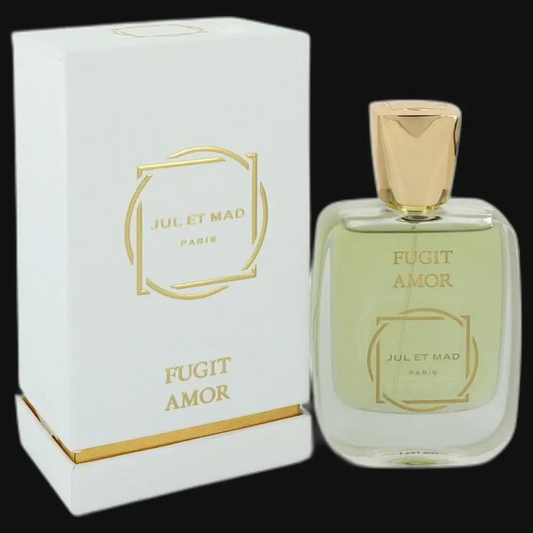 Unisex perfume bottle with gold cap and matching logo gift box
