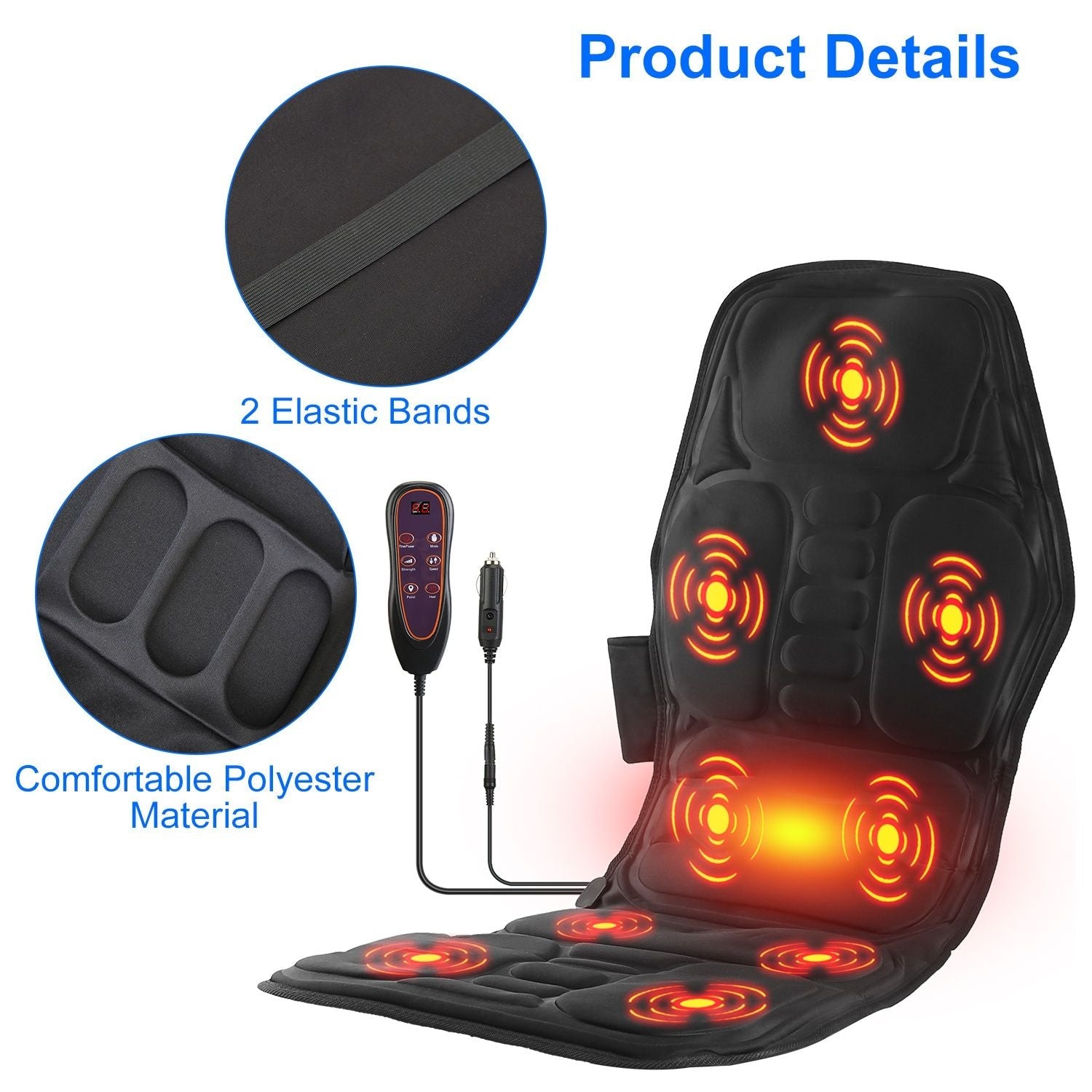 Full Body Massage Chair Pad with Heat Multifunctional Back Massager with Pinpoint Massage Vibration Timer for Home Office Car Use - Renee Lane Company