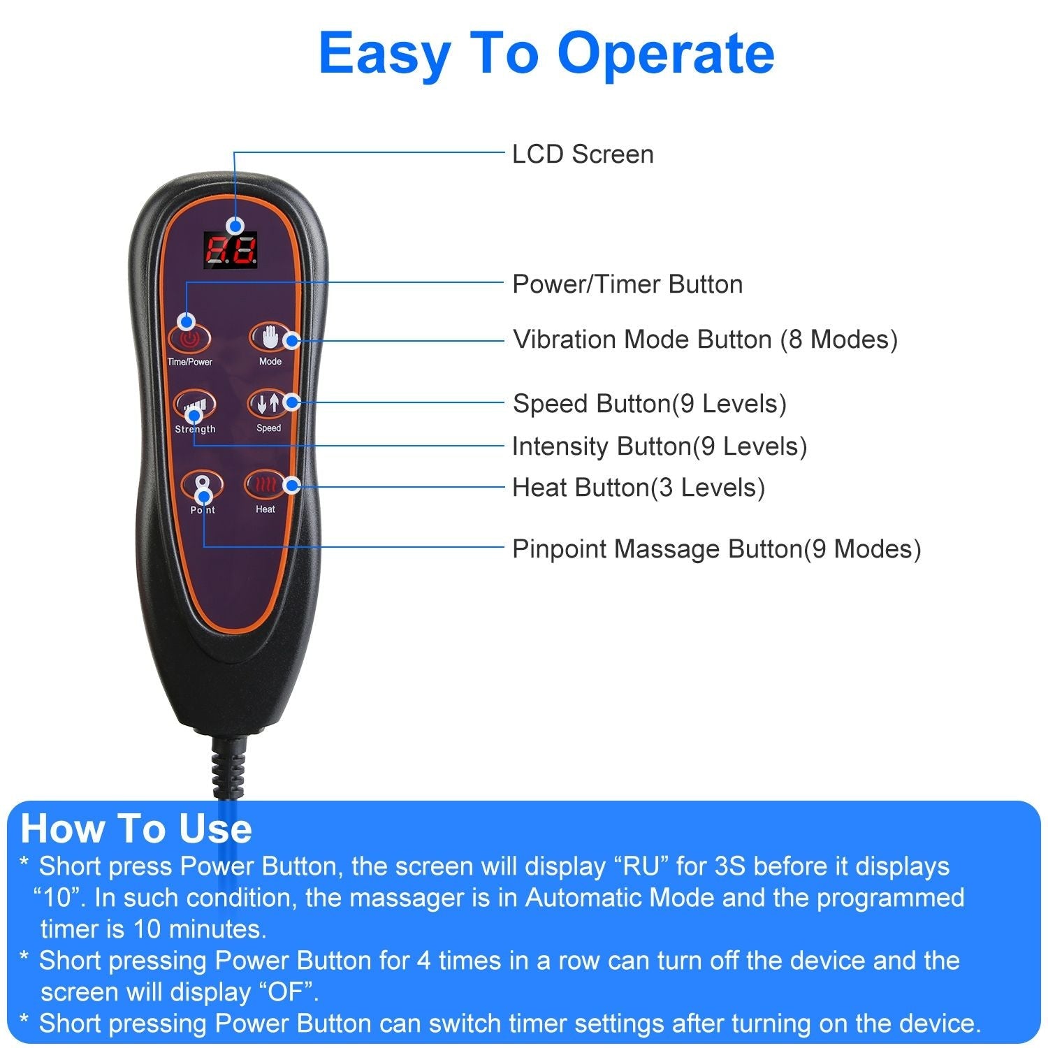 Full Body Massage Chair Pad with Heat Multifunctional Back Massager with Pinpoint Massage Vibration Timer for Home Office Car Use - Renee Lane Company