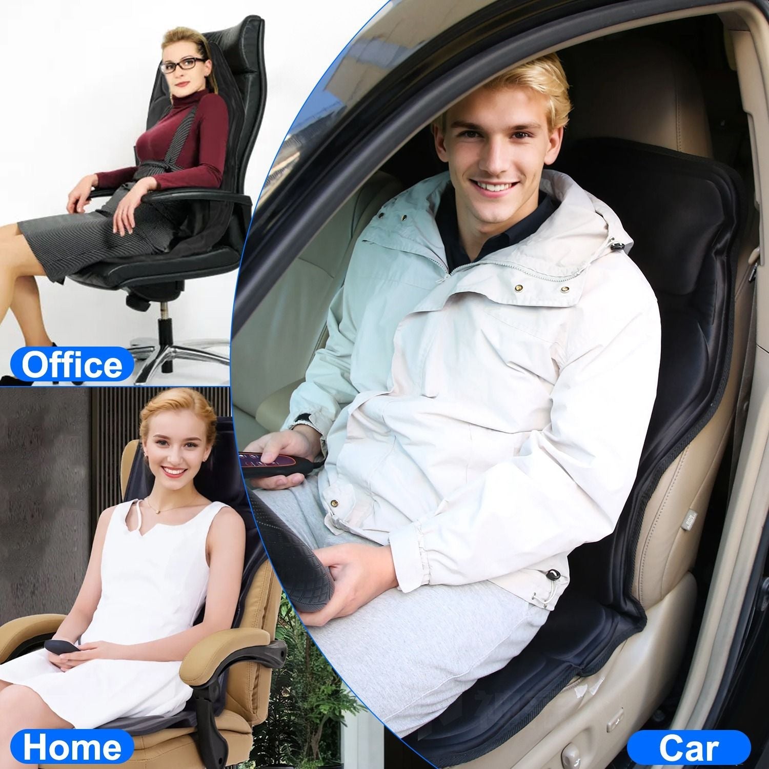 Full Body Massage Chair Pad with Heat Multifunctional Back Massager with Pinpoint Massage Vibration Timer for Home Office Car Use - Renee Lane Company
