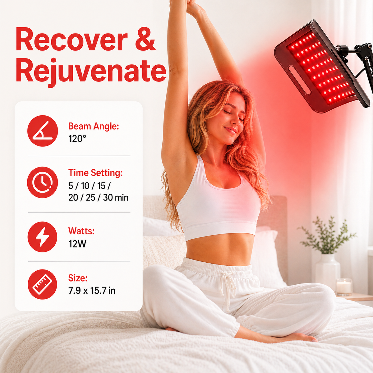 Red light and near-infrared therapy panel system with adjustable stand