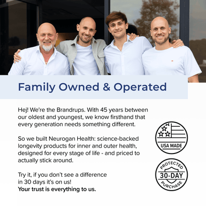 Family-owned and operated brand information for GHK-Cu body lotion on poster