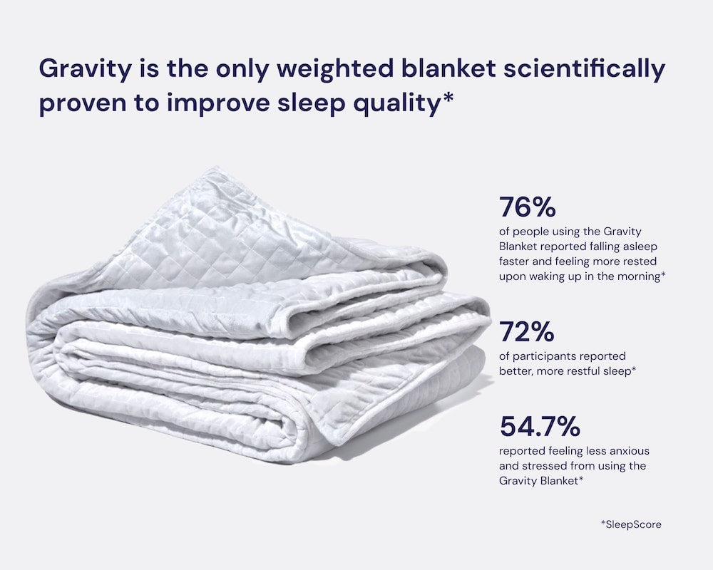 White weighted blanket folded in stacked layers