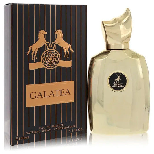 Women's Eau de Parfum spray bottle with box, pale gold glass by Maison Alhambra