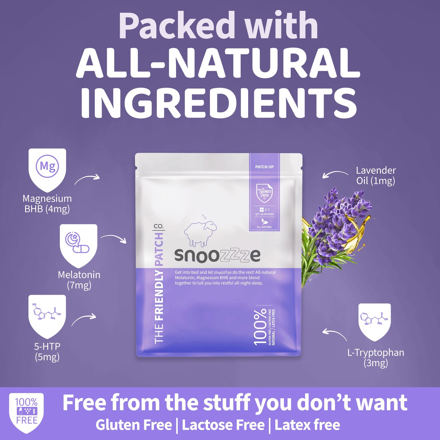 Snooze Melatonin Sleep Patches: Ashwagandha, Magnesium BHB, Valerian root Travel 8 Pack - Renee Lane Company