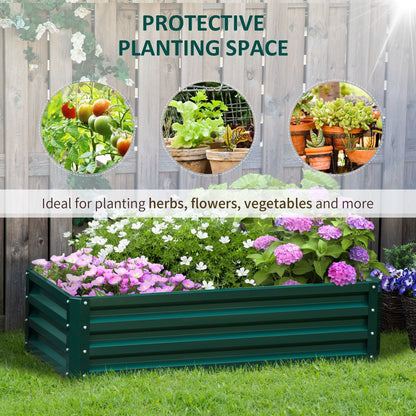 Galvanized Raised Garden Bed, Outdoor Planter Box for Vegetables, Flowers, Herbs, 4' x 2' x 1', Green - Renee Lane Company