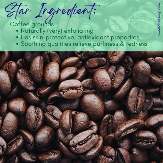 Coffee bean ingredient graphic for coarse exfoliating soap