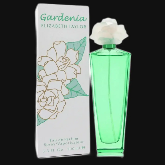 Women’s eau de parfum set: white box with Gardenia floral, green glass bottle