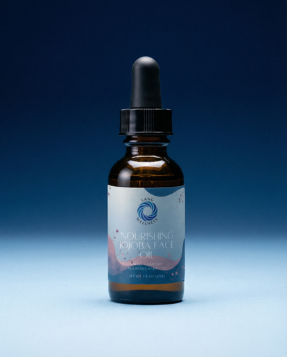 Jojoba face oil bottle with dropper, amber glass and black cap