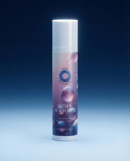 Moisturizer bottle with white cap and purple-pink label, shown upright