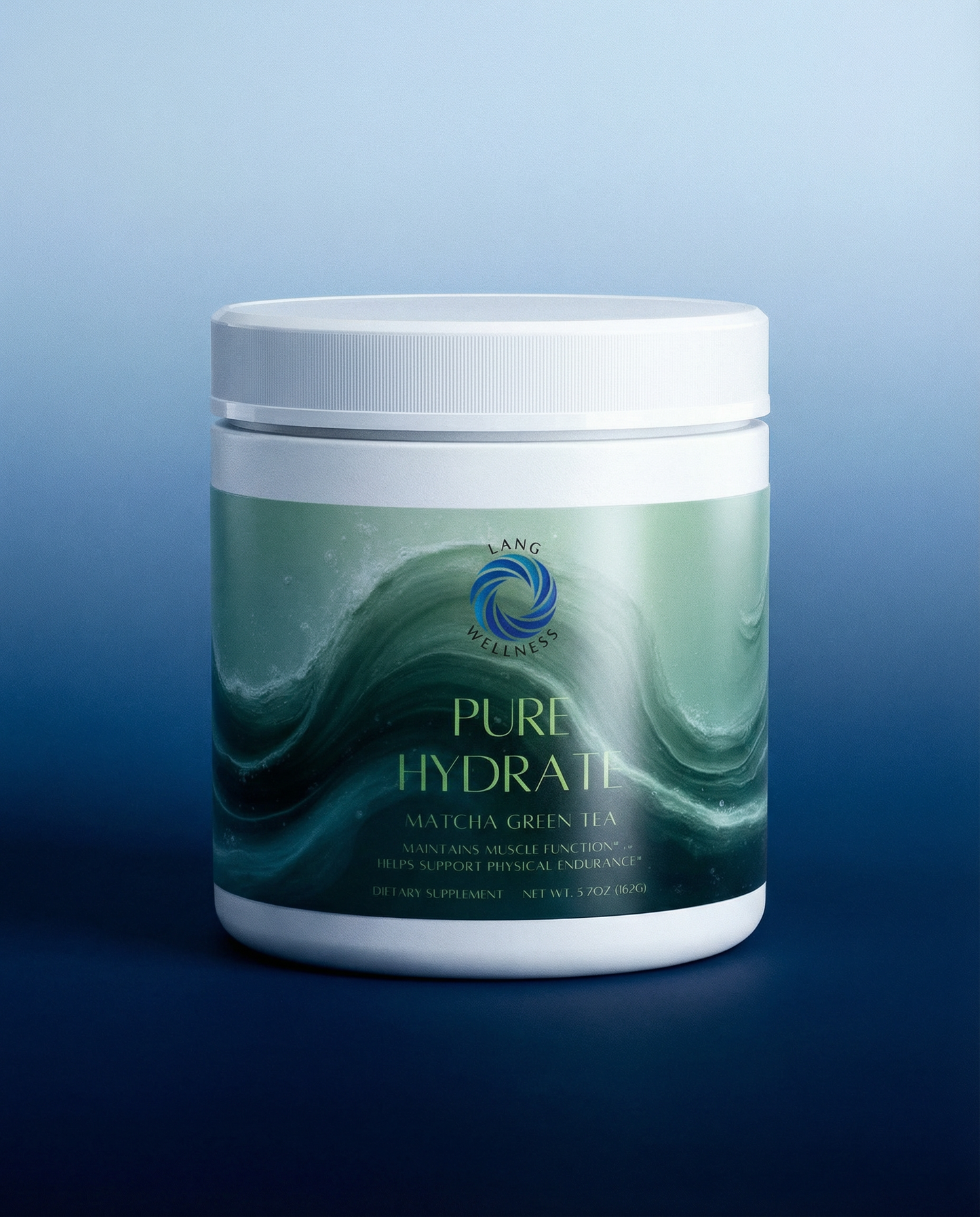 Matcha green tea hydration cream jar with white lid and light green label artwork