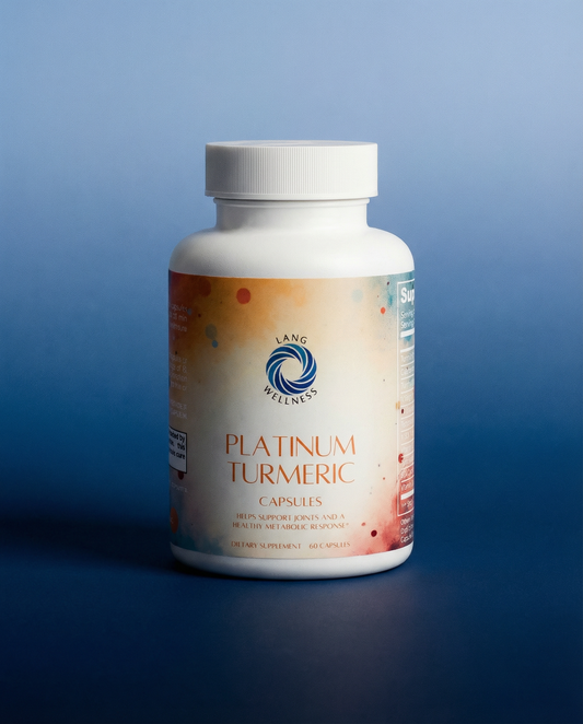 Turmeric capsules bottle with white cap; label 'Platinum Turmeric Capsules'
