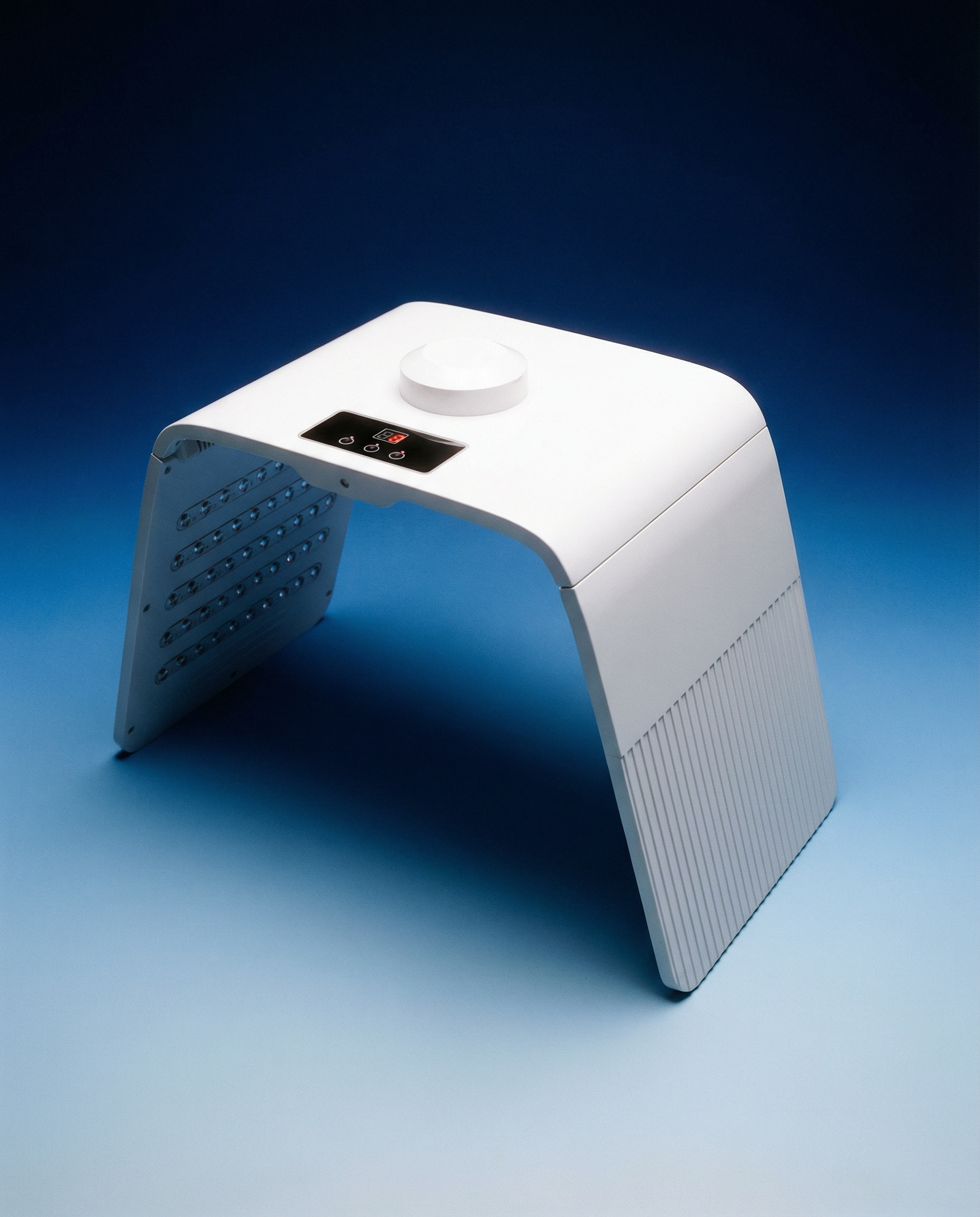 Foldable white skincare light device with control panel and vented side panel