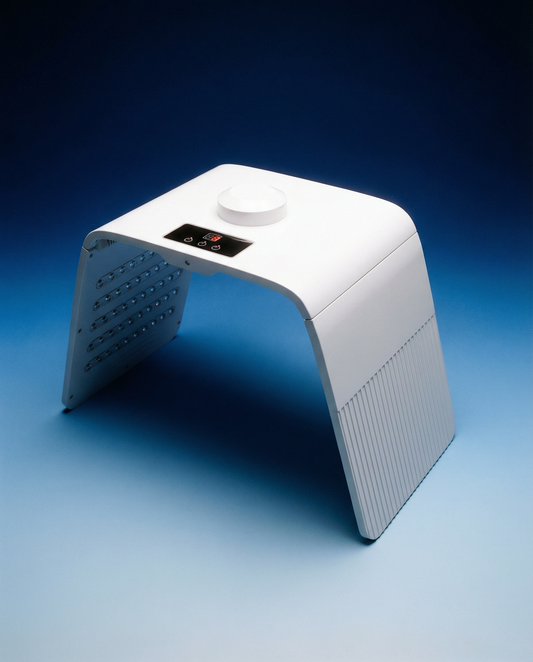 Foldable white skincare light device with control panel and vented side panel