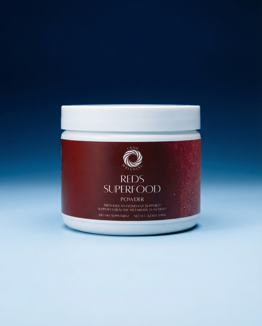 Powder supplement jar with red label and white lid.