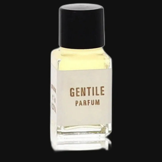 Perfume bottle with black cap and Gentile Parfum label