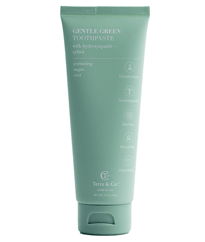 Gentle Green™ toothpaste tube, mint green, with flat pump-style base