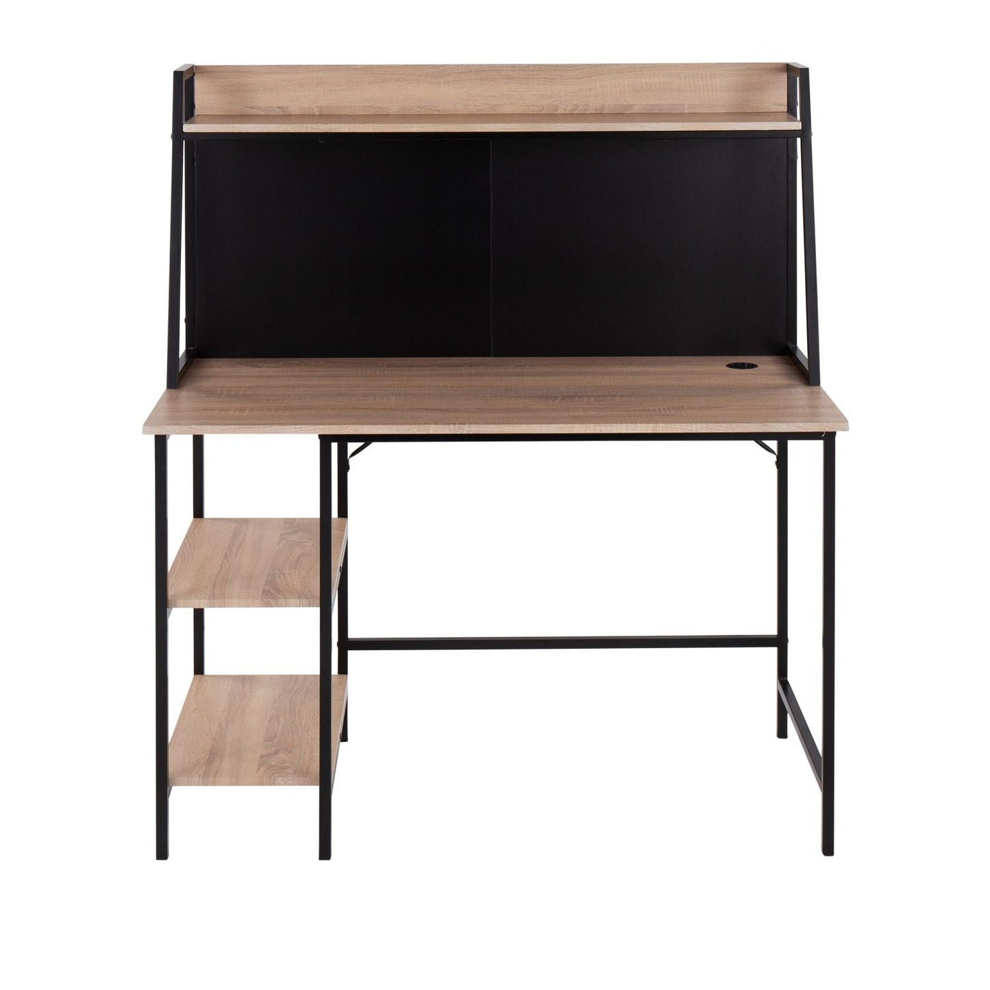 Geo Shelf Contemporary Desk in Black Steel and Natural Wood by - Renee Lane Company