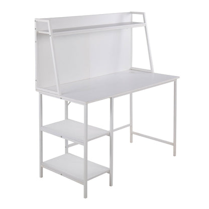 Geo Shelf Contemporary Desk in White Steel and White Wood by - Renee Lane Company