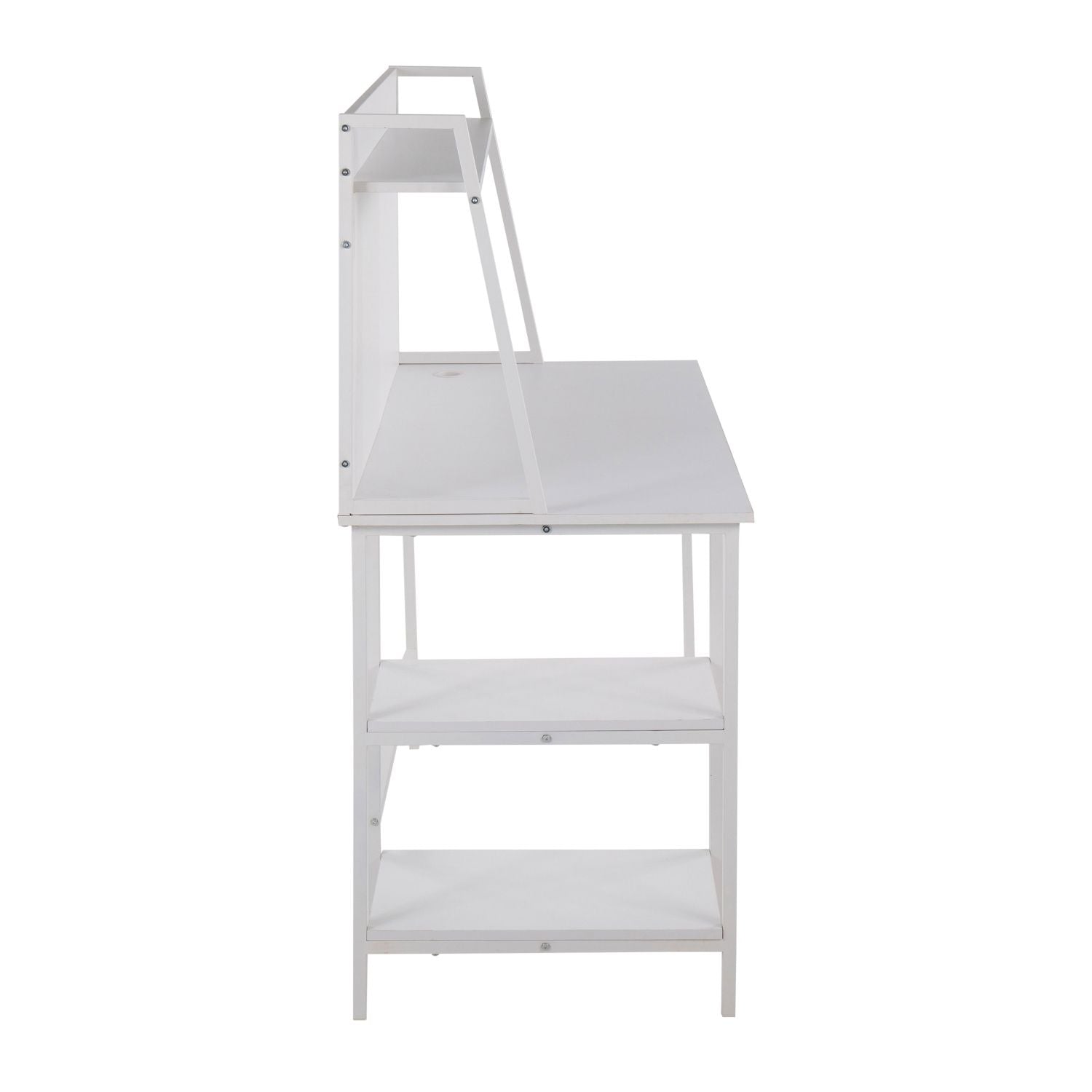 Geo Shelf Contemporary Desk in White Steel and White Wood by - Renee Lane Company