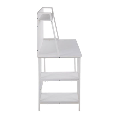 Geo Shelf Contemporary Desk in White Steel and White Wood by - Renee Lane Company