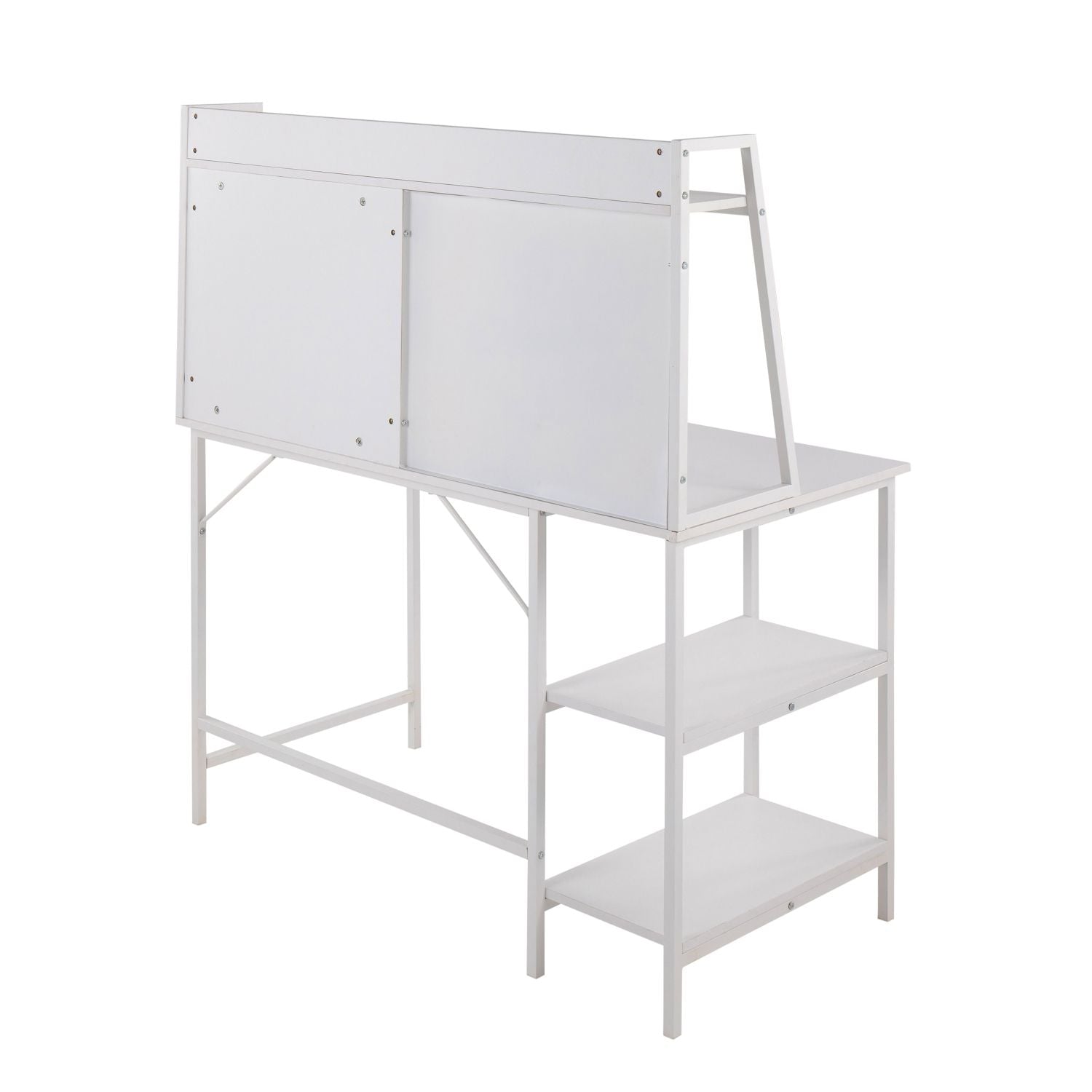 Geo Shelf Contemporary Desk in White Steel and White Wood by - Renee Lane Company