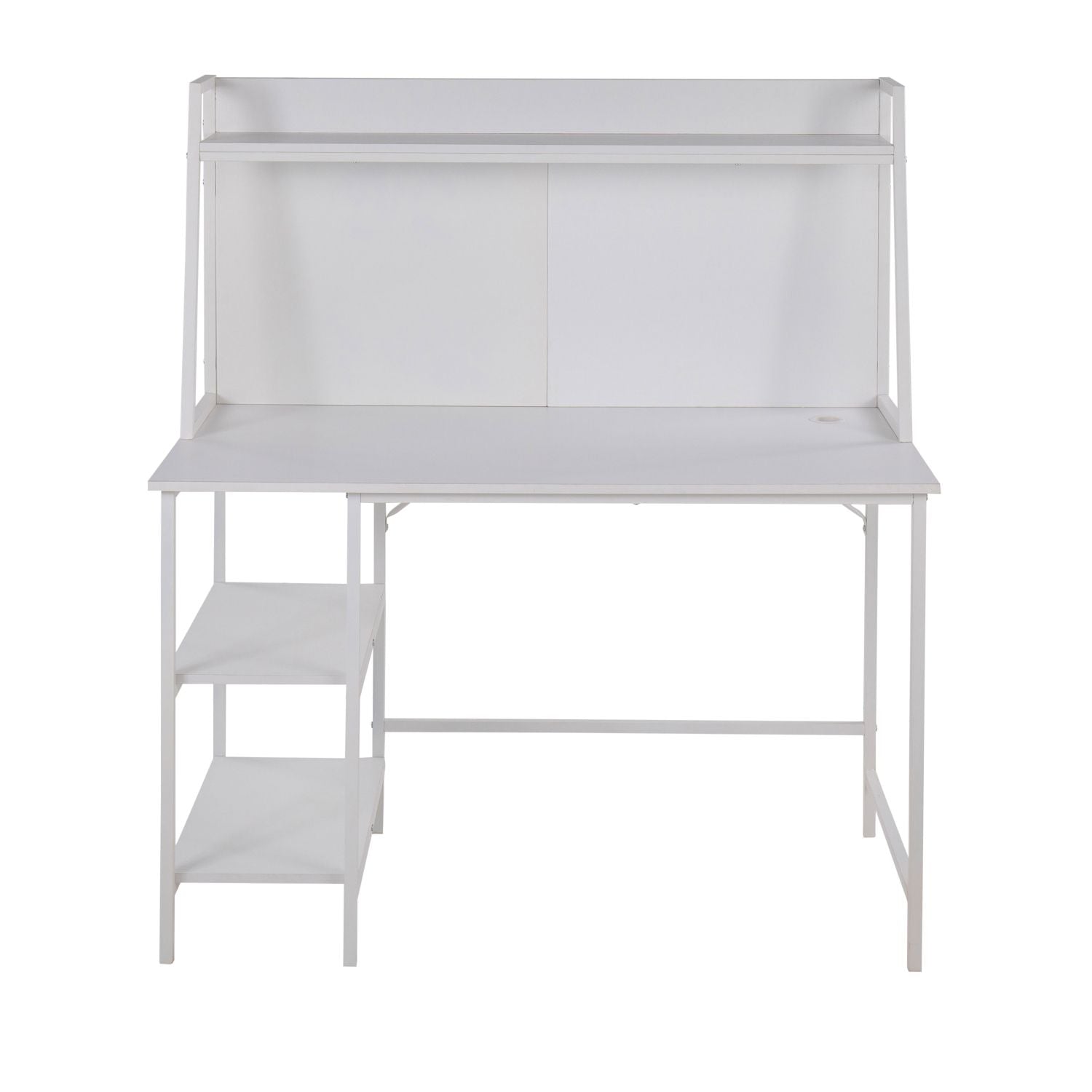Geo Shelf Contemporary Desk in White Steel and White Wood by - Renee Lane Company