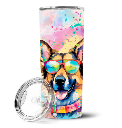 German Shepherd Hippie Dawg Stainless Steel Skinny Tumbler Vacuum Double Walled Reusable Insulated Tumbler Travel Cup for Coffee Cocktails Gift with Lid, 20 oz - Renee Lane Company