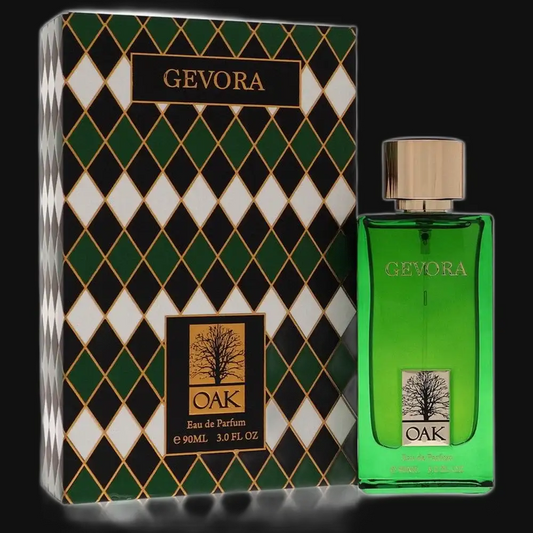 Women’s Gevora Oak eau de parfum bottle with patterned box, 90 mL