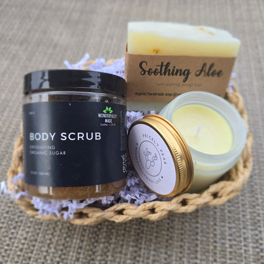 Gift Bundle Candle Soap Body Sugar Scrub Organic Minimalist Simple Modern - Renee Lane Company