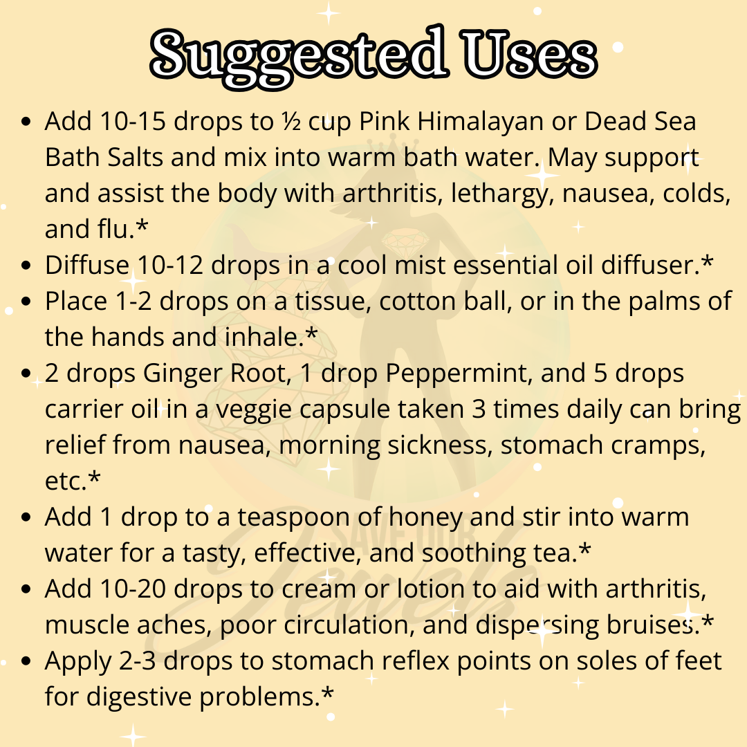 Ginger Root Essential Oil - Great for Nausea and Morning Sickness - Renee Lane Company