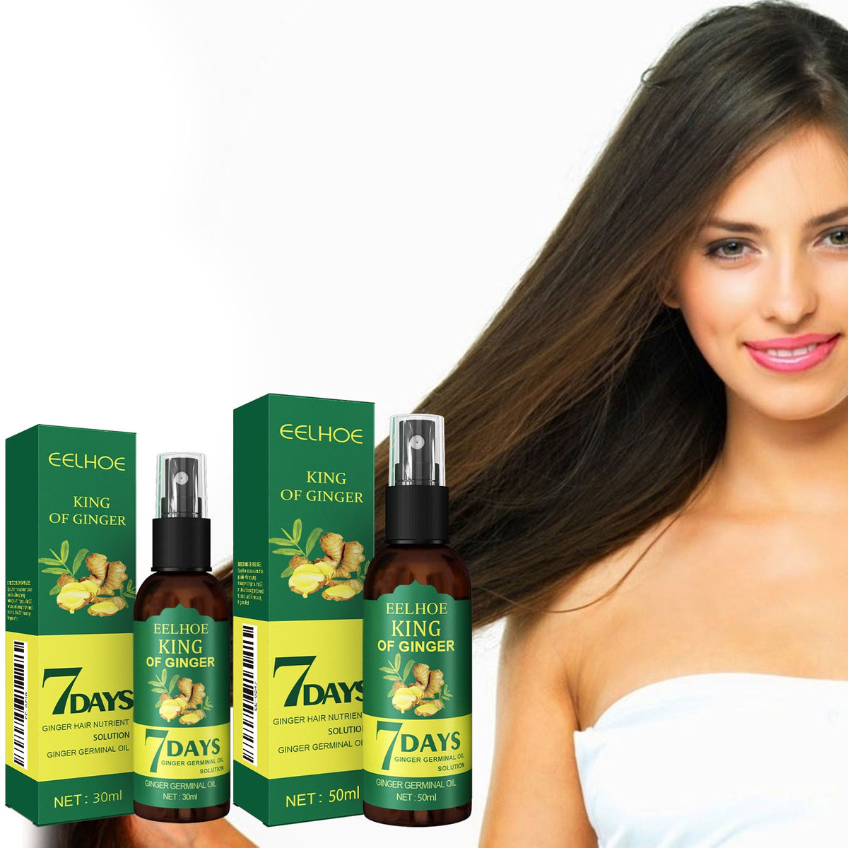 Hair root spray bottle, EELHOE King of Ginger 7 Days, green carton and sprayer