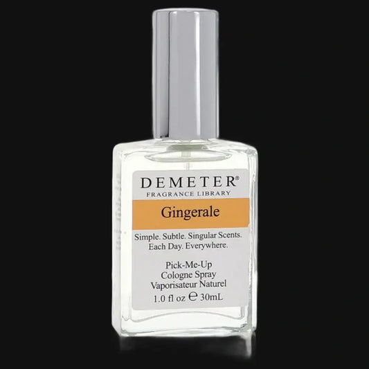 Gingerale perfume bottle with clear glass and silver cap, Demeter label