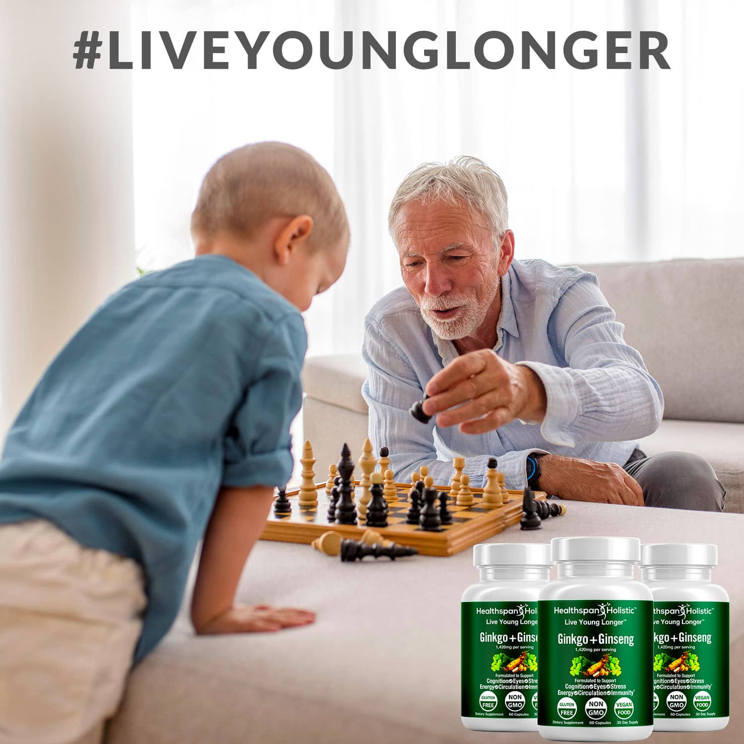 Ginkgo Biloba + Ginseng 60 Capsules - Renee Lane Company