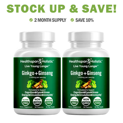 Ginkgo Biloba + Ginseng 60 Capsules - Renee Lane Company