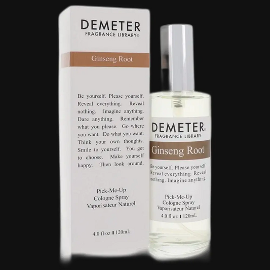 Demeter Ginseng Root perfume spray bottle with cap, beside Ginseng Root box