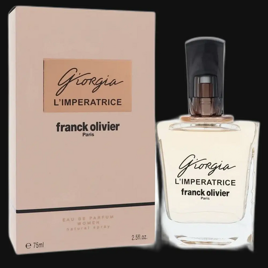Women’s eau de parfum spray set with box; clear bottle and dark cap, 75 ml.