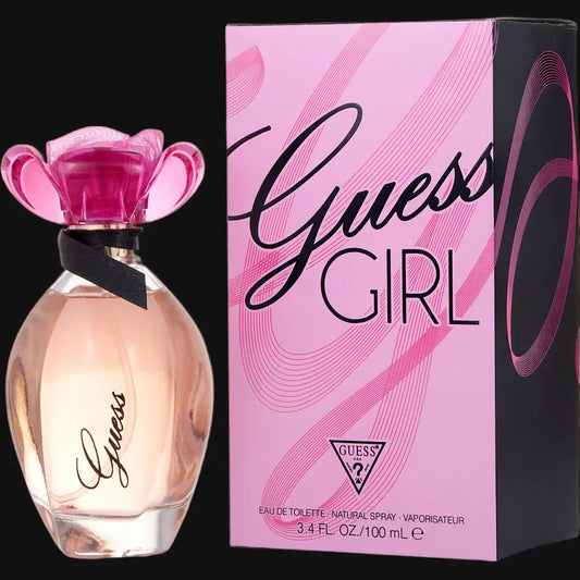 Guess Girl perfume gift set with pink bulb cap and matching box