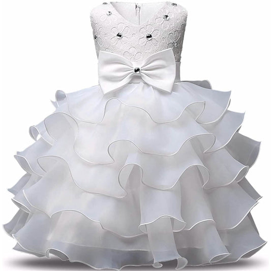 Girl Dress Kids Ruffles Lace Party Wedding Gown - Renee Lane Company