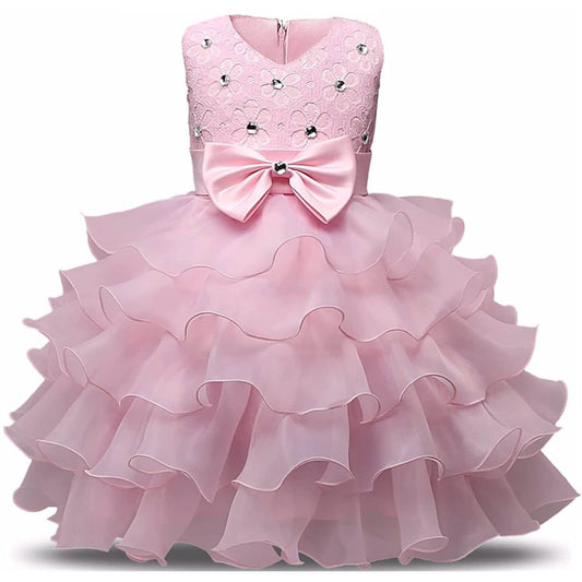 Girl Dress Kids Ruffles Lace Party Wedding Gown - Renee Lane Company