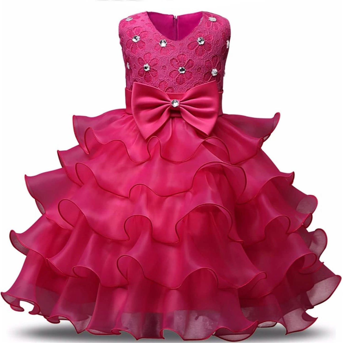 Girl Dress Kids Ruffles Lace Party Wedding Gown - Renee Lane Company
