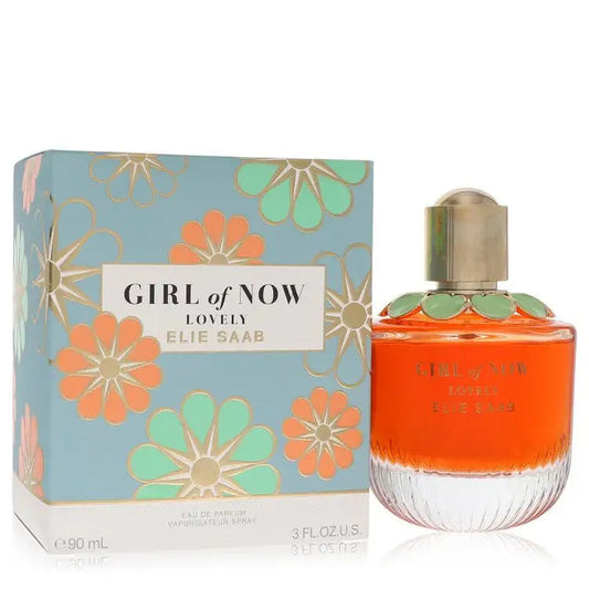 Elie Saab Girl of Now Lovely women's perfume box and bottle, orange liquid