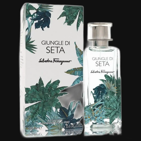 Unisex Giungle di Seta by Salvatore Ferragamo perfume bottle with box, green tropical leaf design