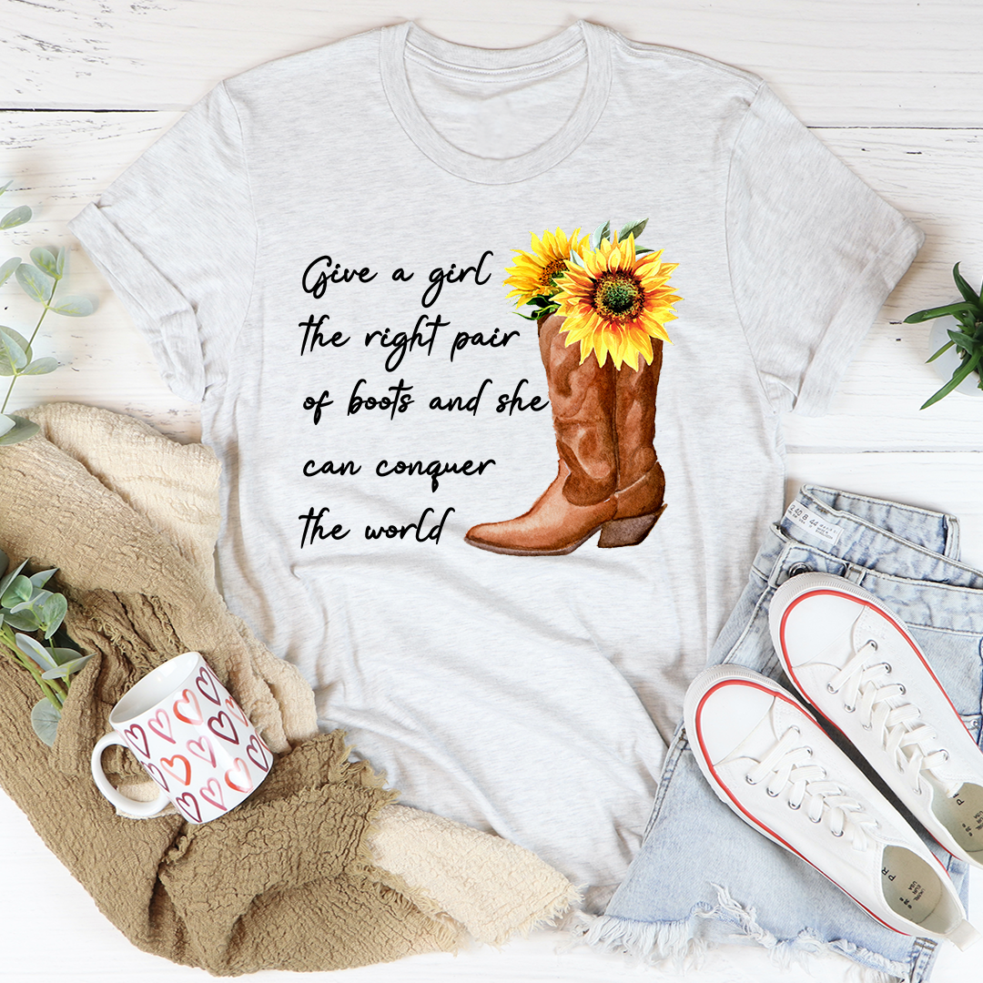 Give A Girl The Right Pair Of Boots T-Shirt - Renee Lane Company