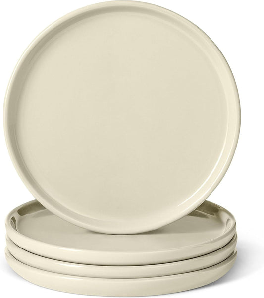 Ivory glazed ceramic stoneware appetizer plate, round front