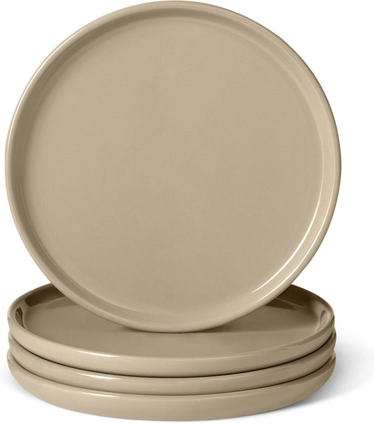 Linen gray glazed stoneware appetizer plate, round with smooth rim
