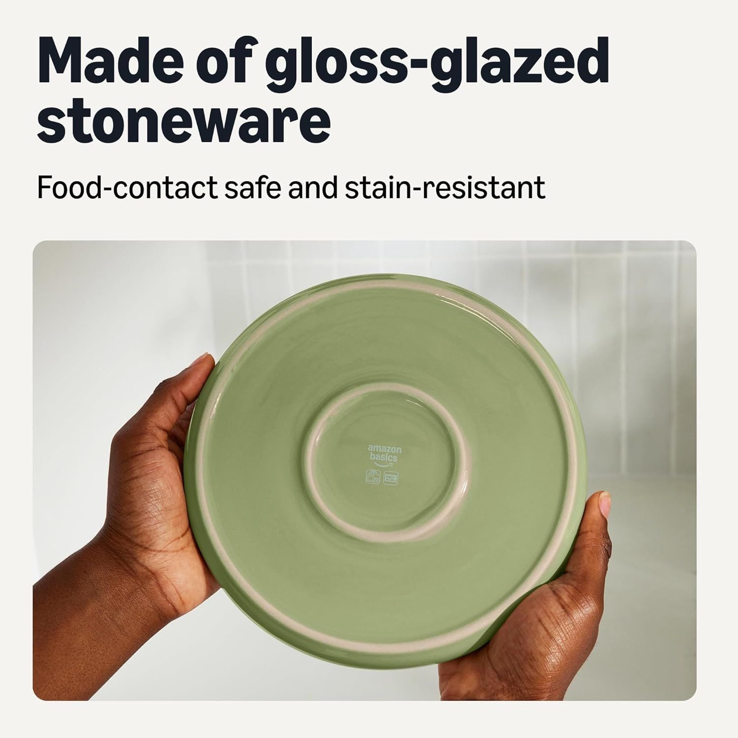 Glazed Stoneware Appetizer Plates, Ceramic 4-Piece Set, Microwave and Dishwasher-Safe, 6.7 in., Olive - Renee Lane Company
