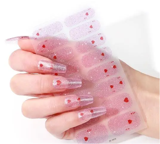 Glitter Hearts Gel Nails - Renee Lane Company