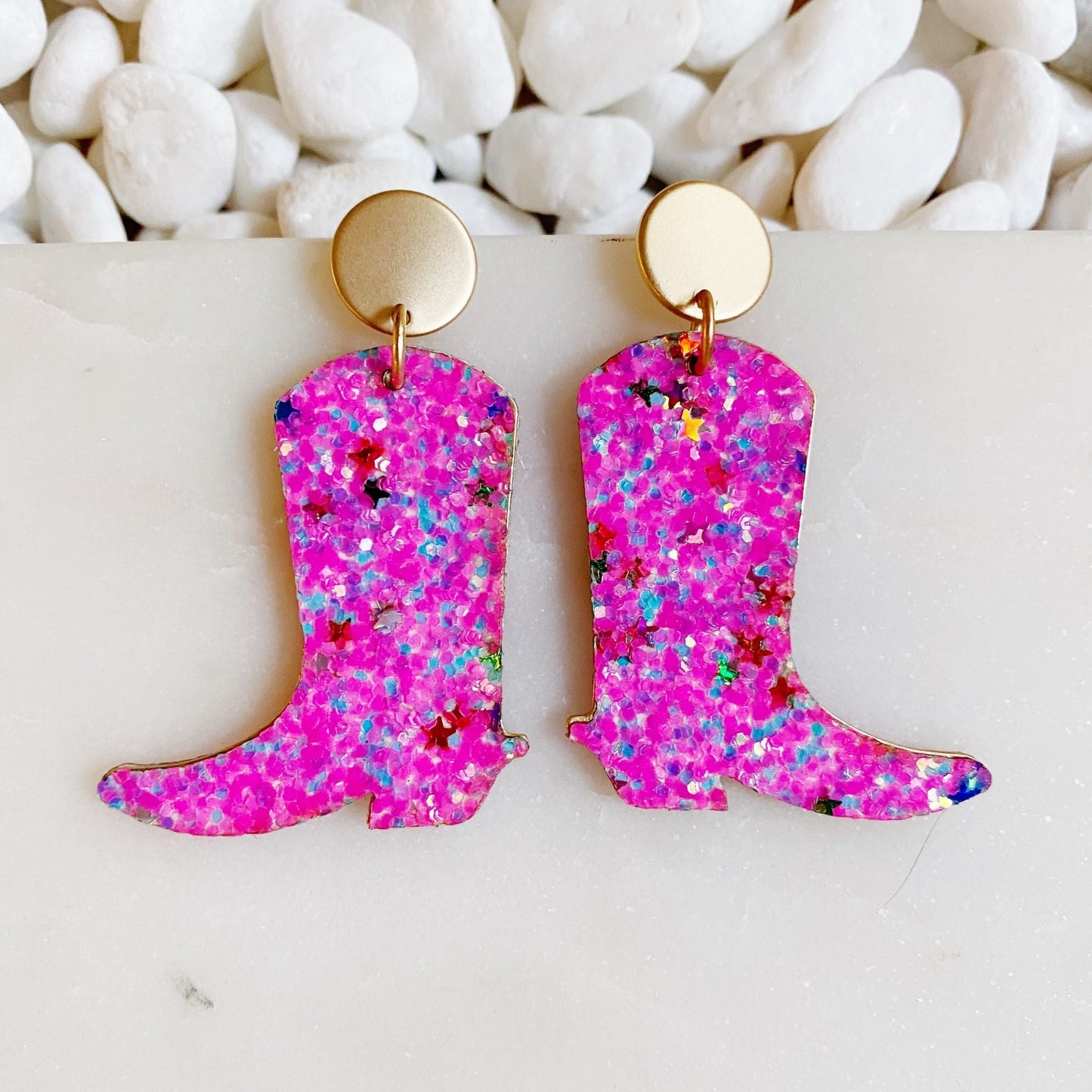 Glittered Up Cowgirl Earrings - Renee Lane Company