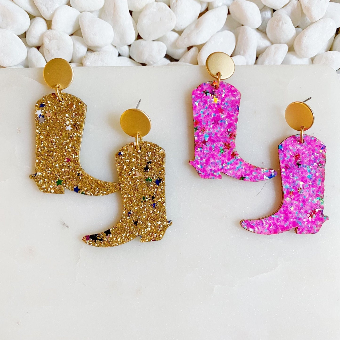 Glittered Up Cowgirl Earrings - Renee Lane Company